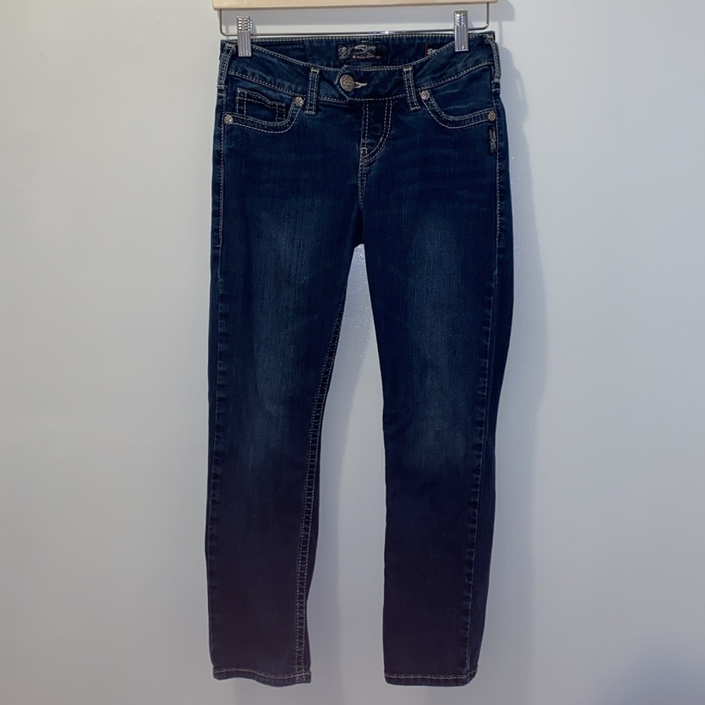 Silver Jeans Tuesday Low Capri Jeans Super Stretch Thick Contrast Stitch - Picture 4 of 10